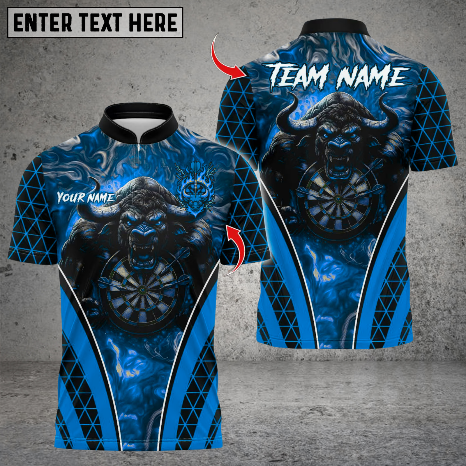 Blisscorners Darts Fire Bull Darts Design Multicolor Customized Name, Team Name 3D Shirts