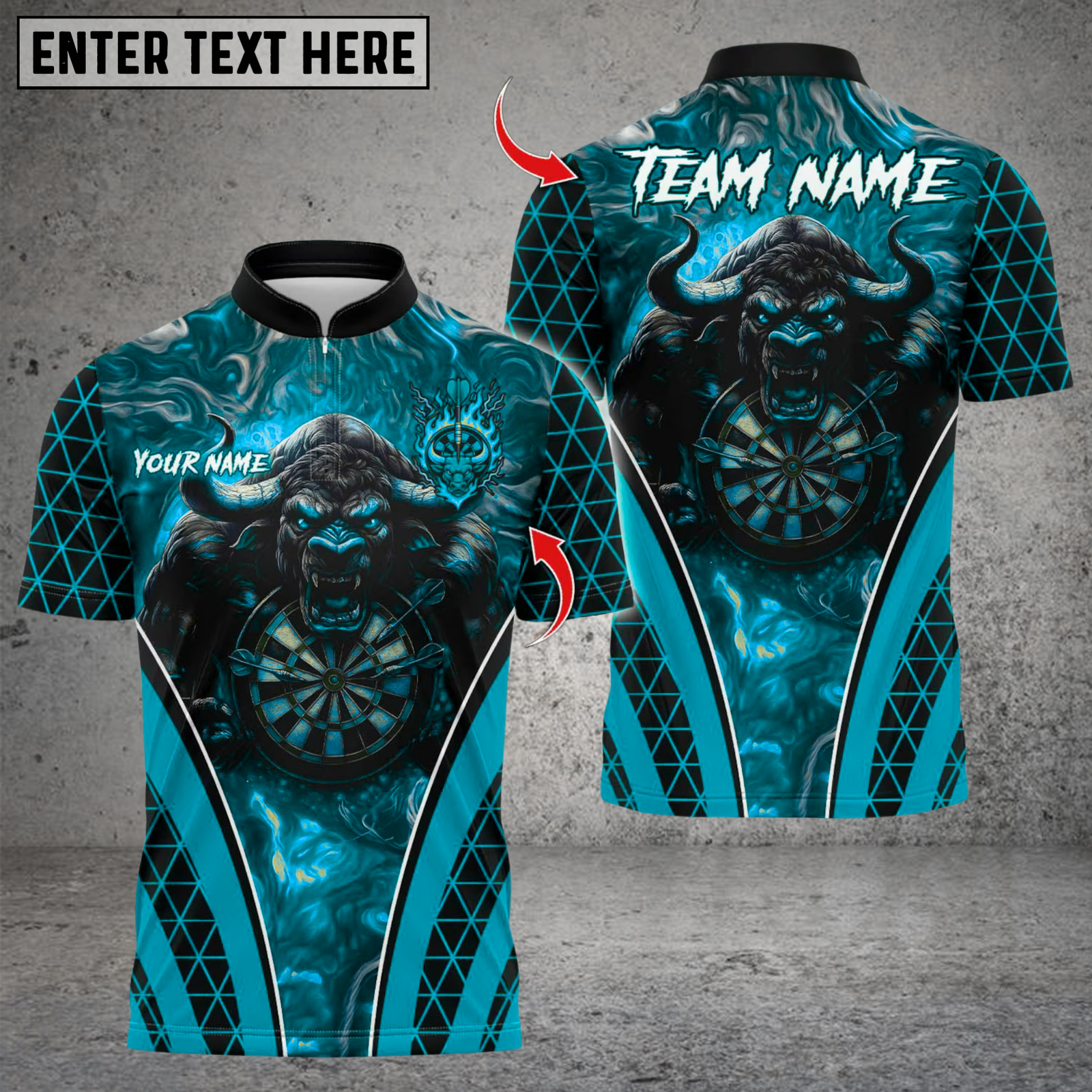 Blisscorners Darts Fire Bull Darts Design Multicolor Customized Name, Team Name 3D Shirts