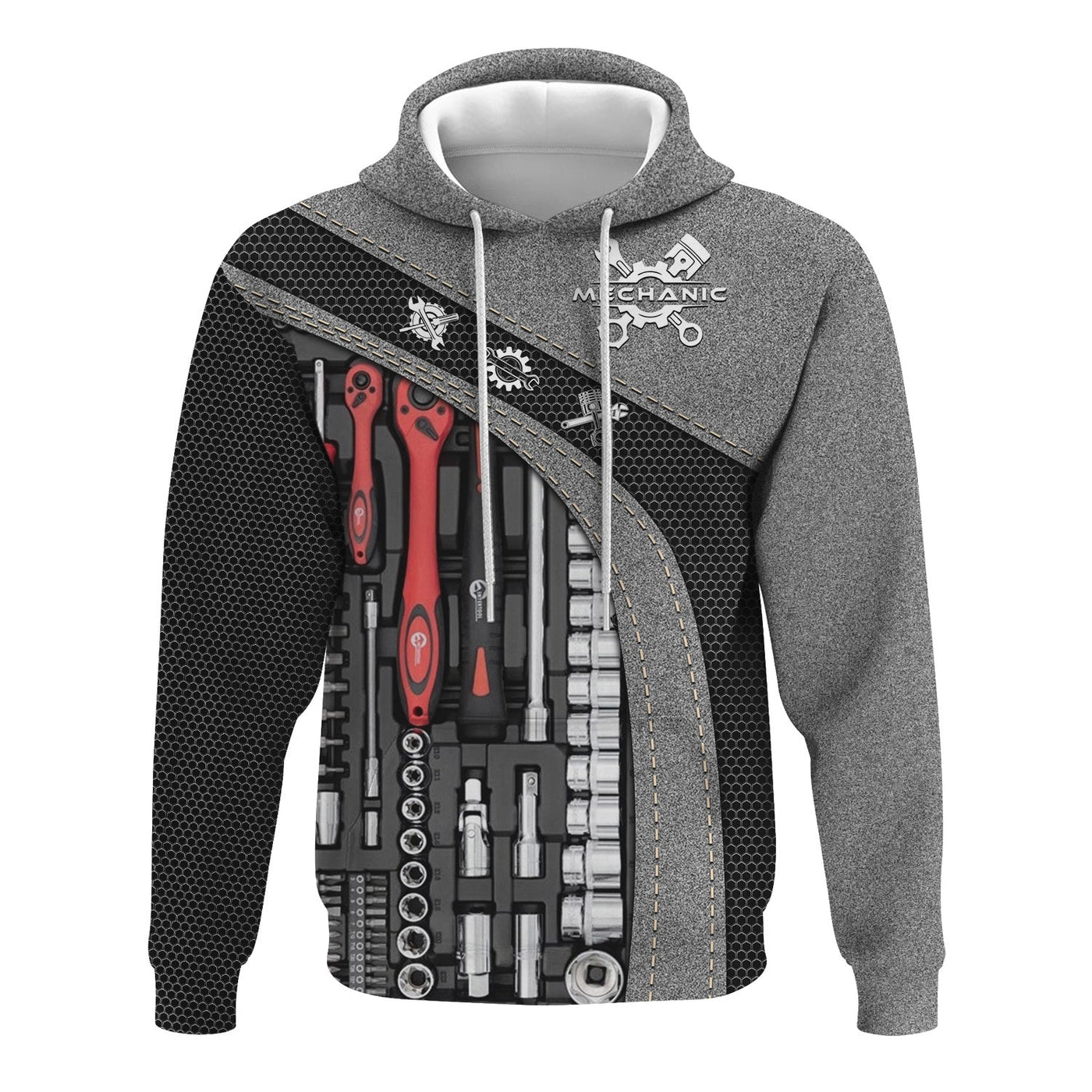 Blisscorners Mechanic Shirt Tools Design, Adjustable Wrench, Socket Set, Gear Icons, Cool Work Shirt For Men, Mechanics & Auto Enthusiasts, Perfect Gift