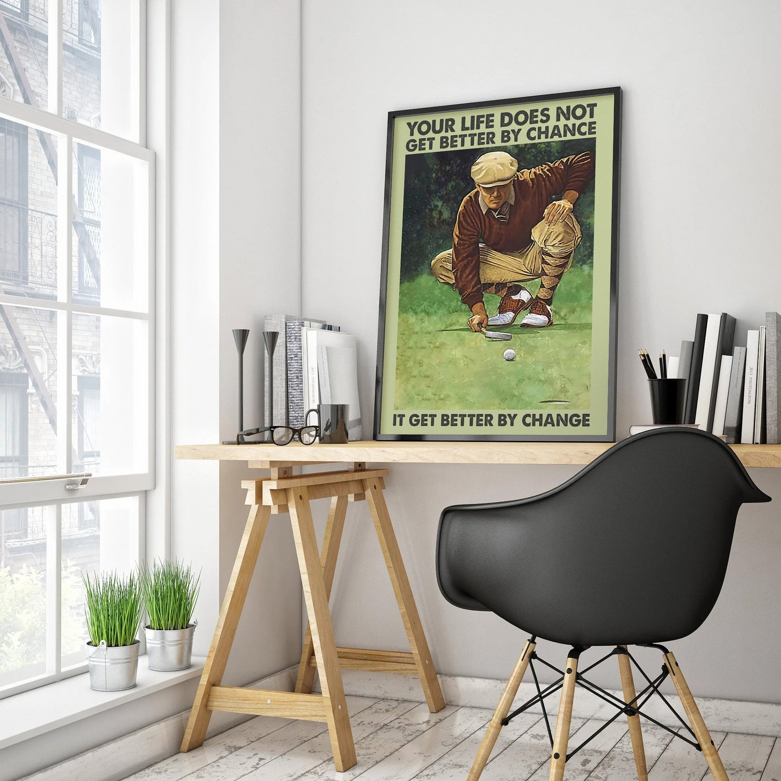 Blisscorners Your Life Does Not Get Better By Chance Canvas Wall Art, Golf Decor, Gift For Golf Lovers LM2611
