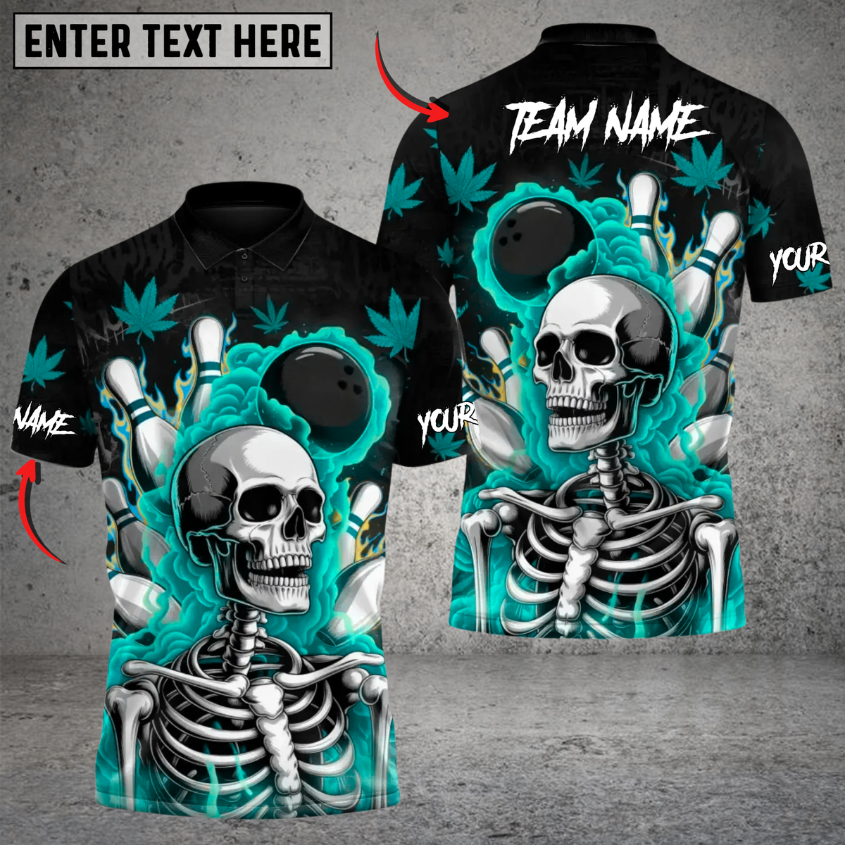 Blisscorners Bowling High Rollers Skull 420 Multicolor Customized Name, Team Name 3D Shirts