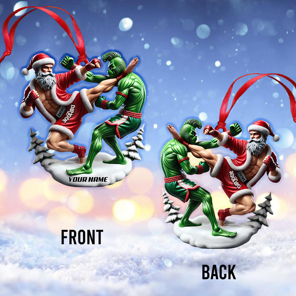 Blisscorners Custom Name Muay Thai Santa Ornament, Christmas Gift for Muay Thai Lover2D Flat LM2211