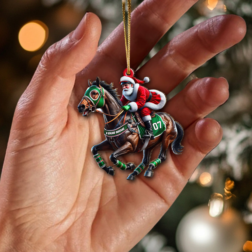 Blisscorners Custom Name and Number Horse Racing Ornament Ornament, Christmas Horse Racing Gift2D Flat LM2211