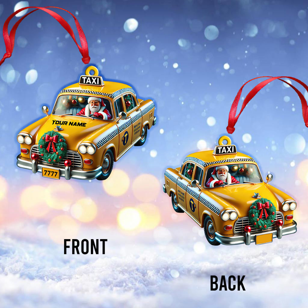 Blisscorners Custom Name Taxi Santa Ornament, Santa Christmas Gift2D Flat LM2211