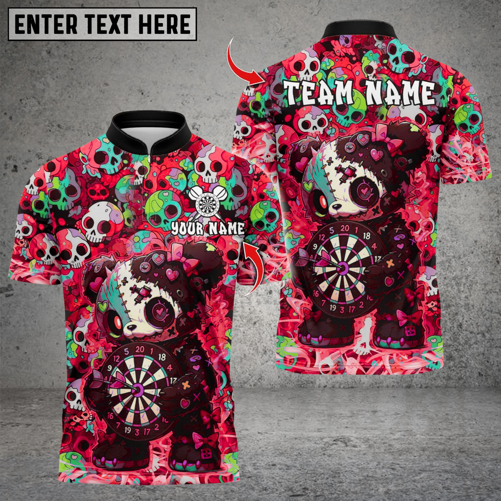 Blisscorners Scary Teddy Bear Dartboard Multicolor Customized Name, Team Name 3D Shirts
