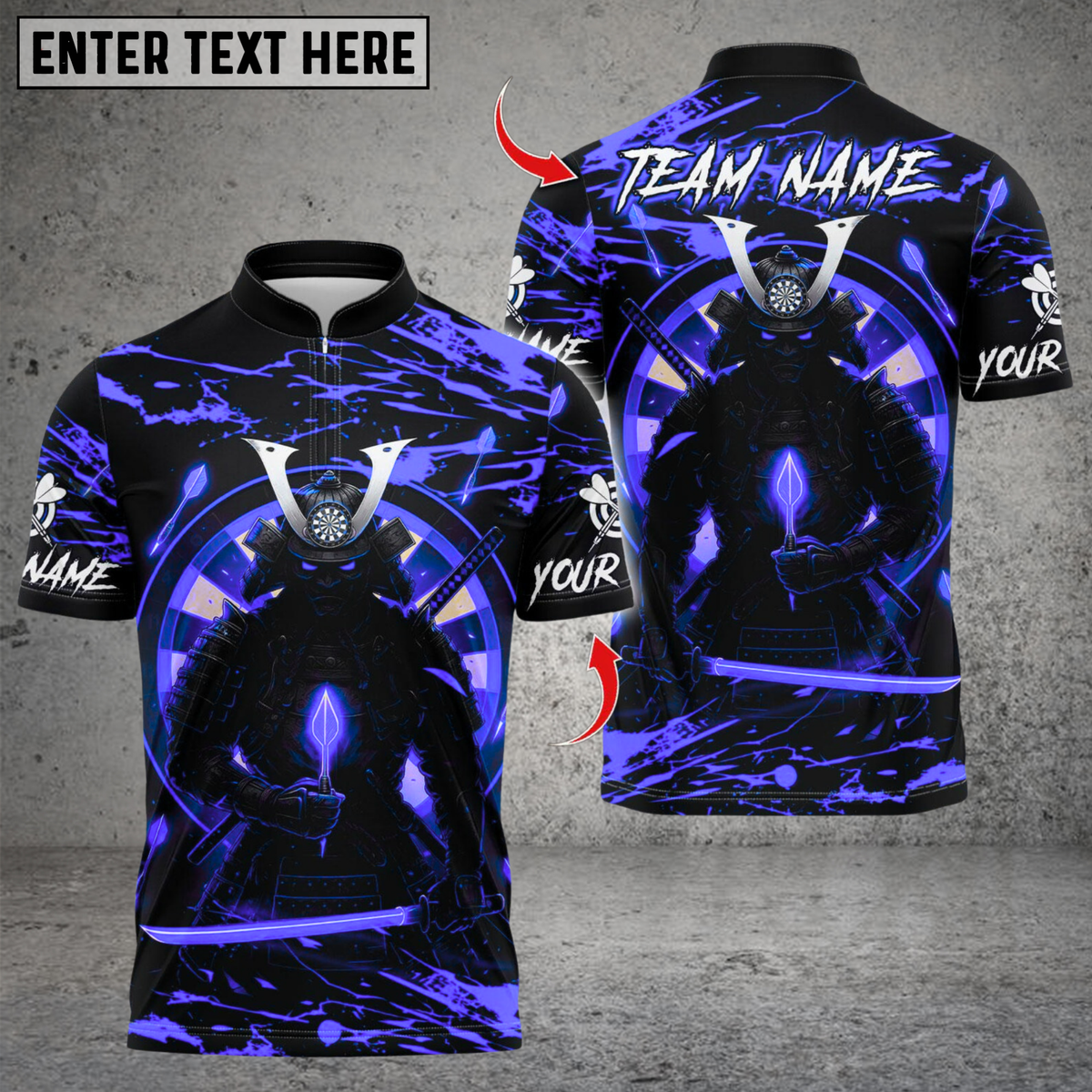 Blisscorners Darts Samurai Multicolor Customized Name, Team Name 3D Shirts