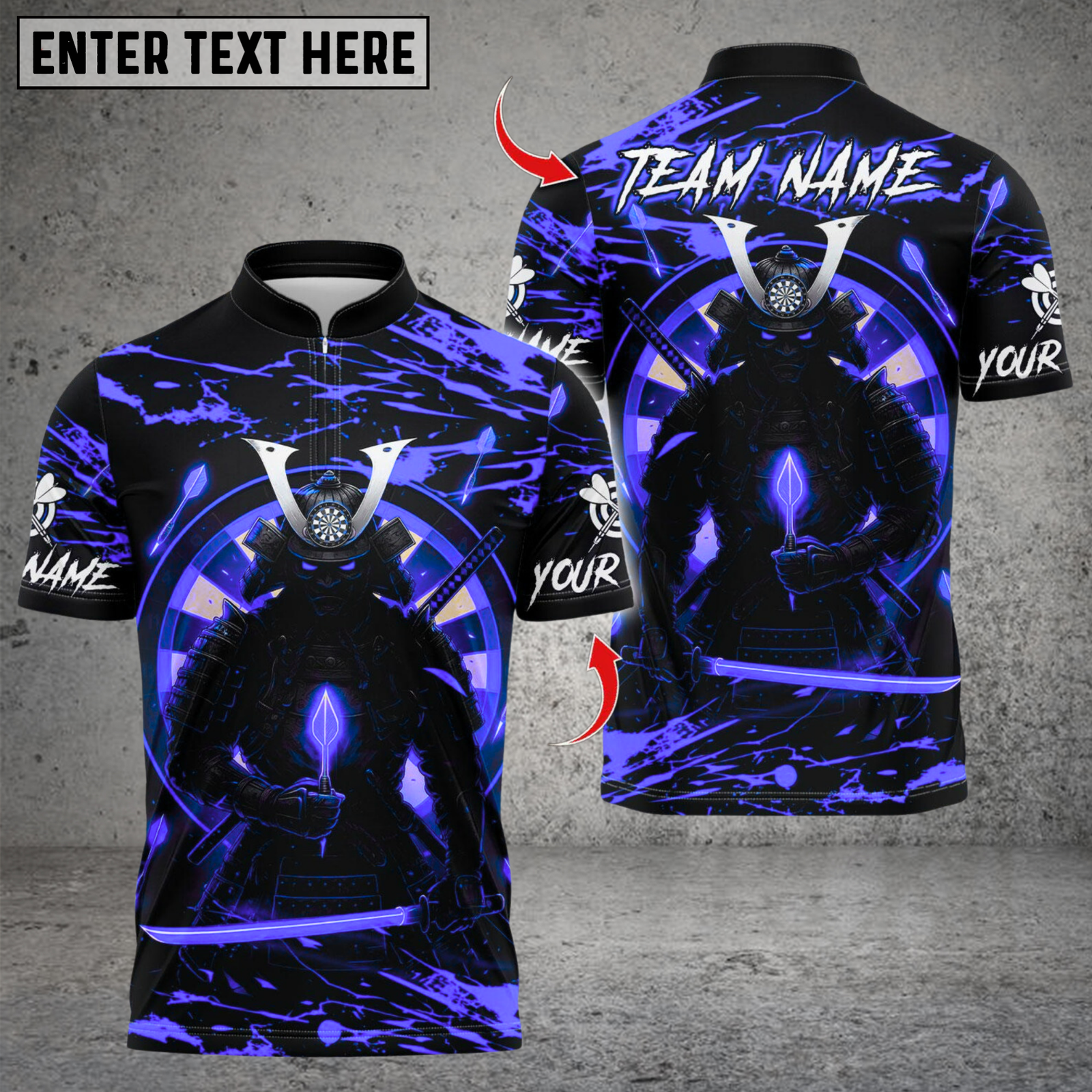 Blisscorners Darts Samurai Multicolor Customized Name, Team Name 3D Shirts