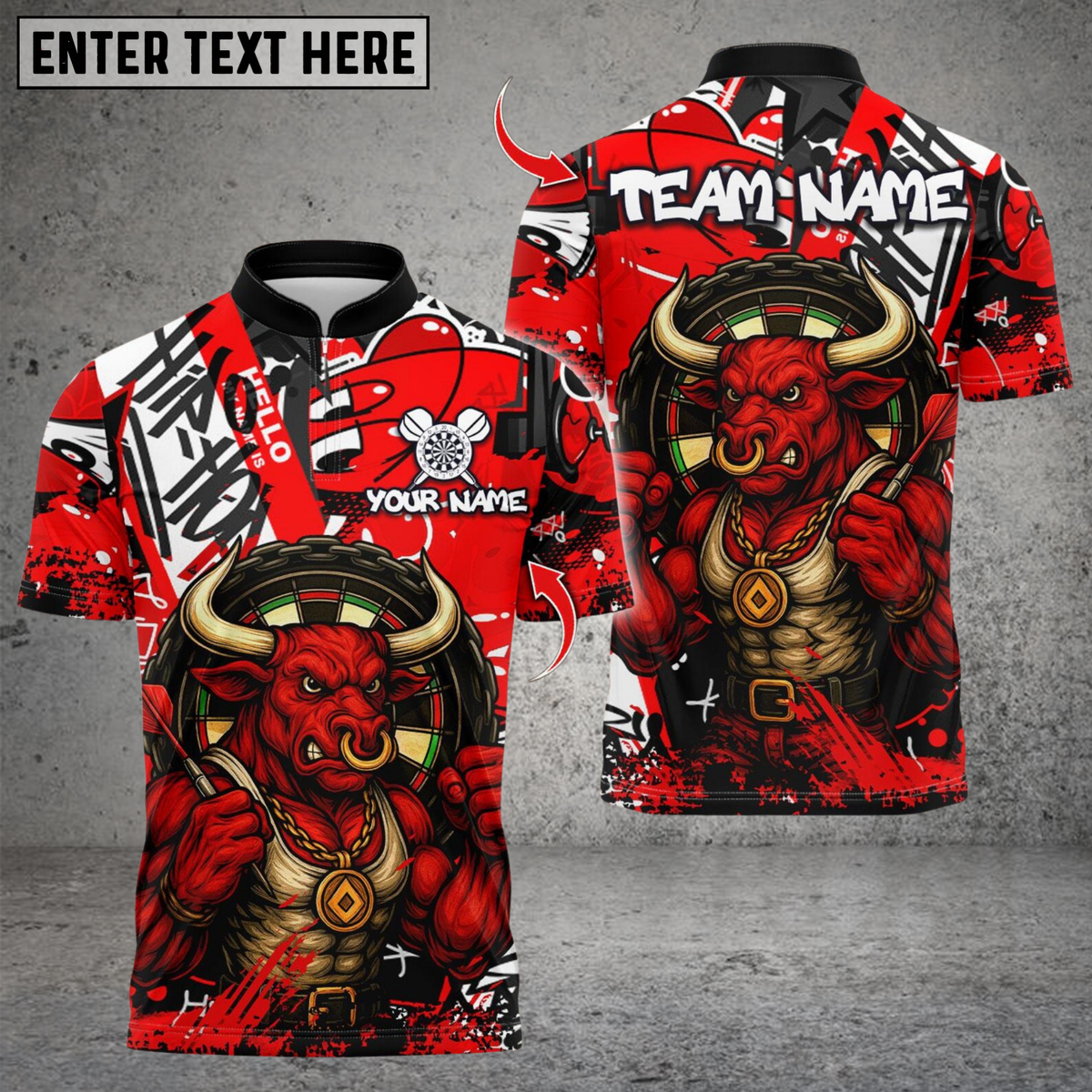 Blisscorners Darts Fire Bull Darts Design Multicolor Customized Name, Team Name 3D Shirts