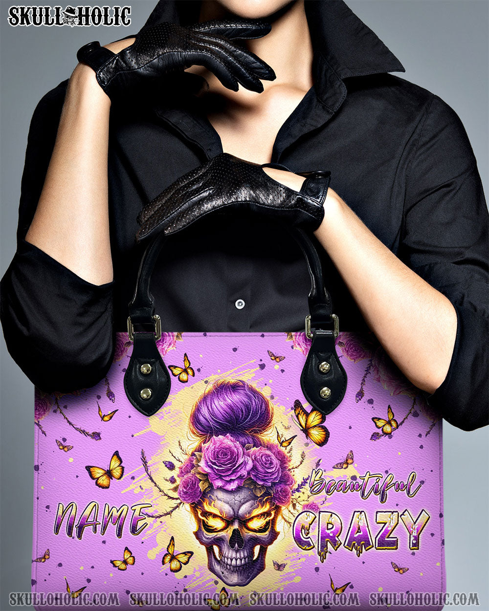 BLISSCORNERS BEAUTIFUL CRAZY MESSY BUN SKULL LEATHER HANDBAG