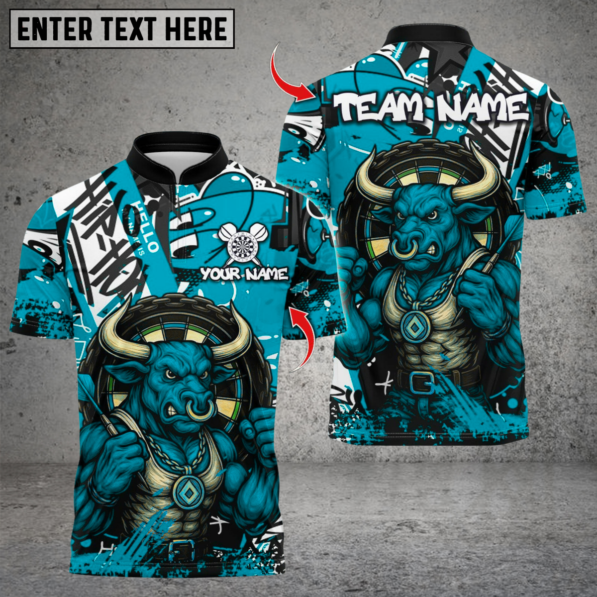 Blisscorners Darts Fire Bull Darts Design Multicolor Customized Name, Team Name 3D Shirts