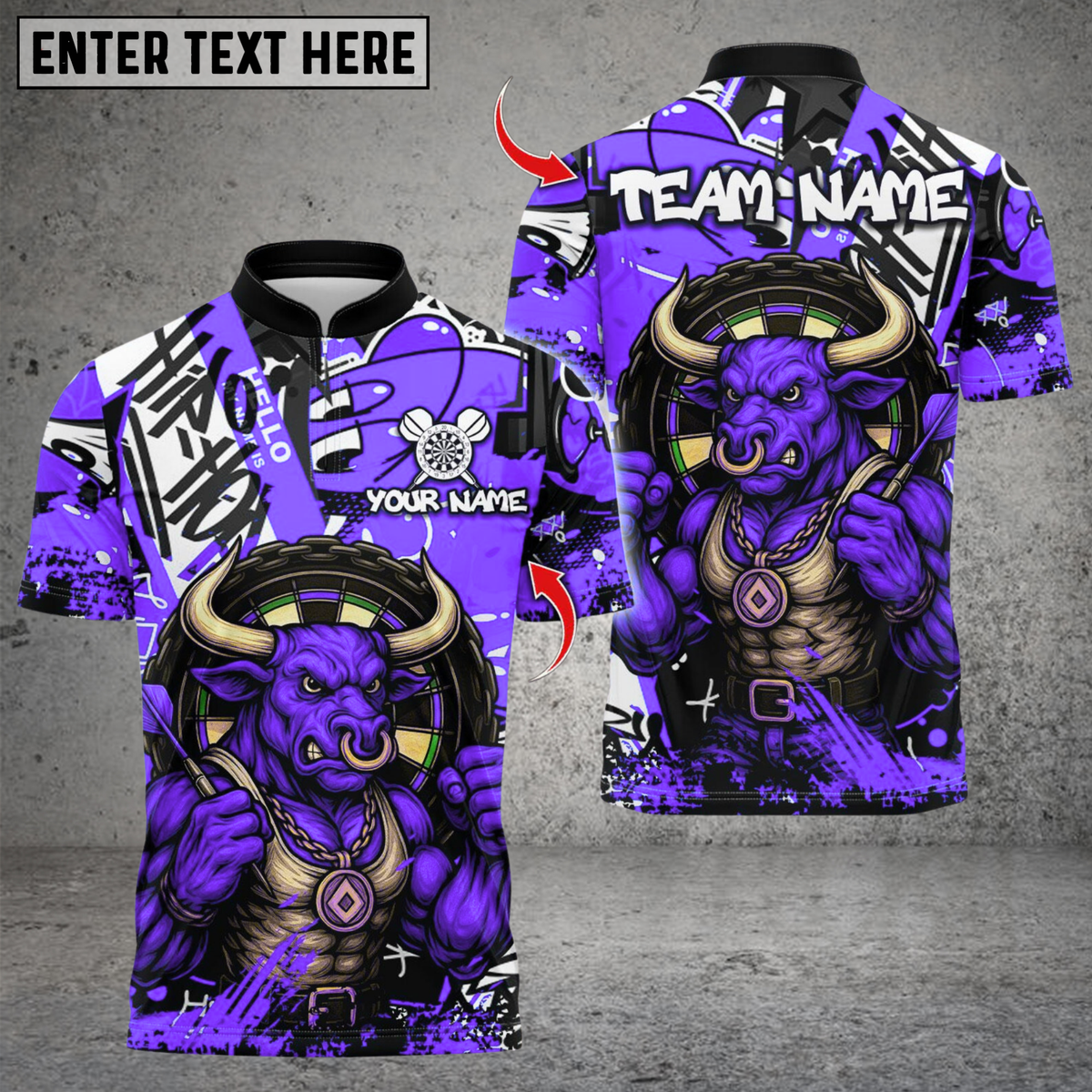 Blisscorners Darts Fire Bull Darts Design Multicolor Customized Name, Team Name 3D Shirts