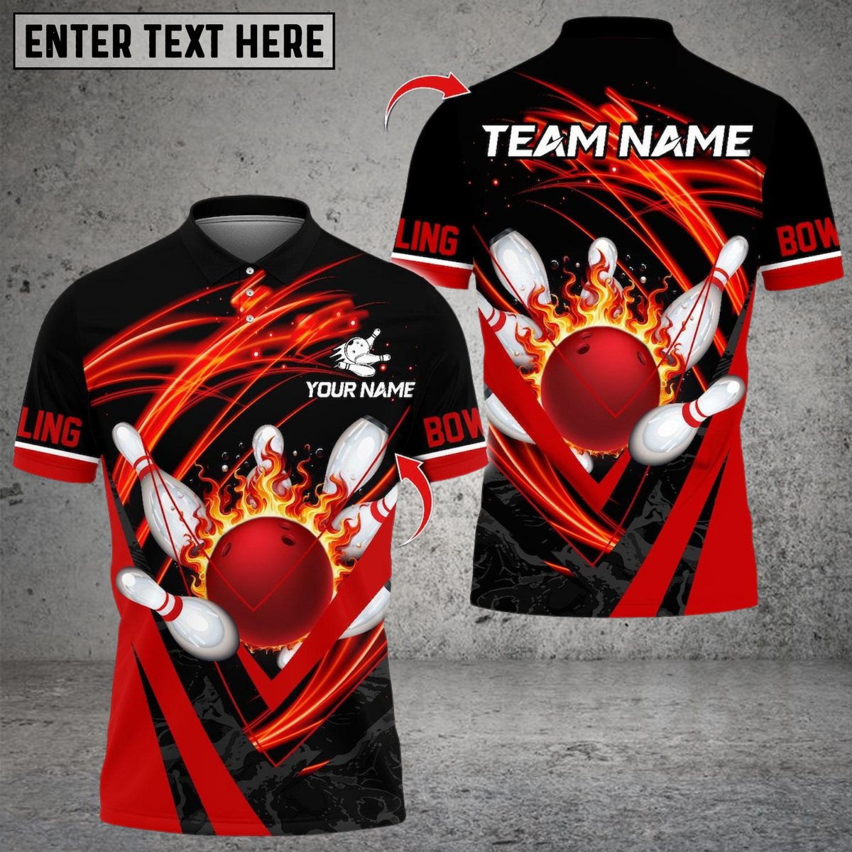 Blisscorners Flame Strike Bowling Multicolor Customized Name, Team Name 3D Shirts 96