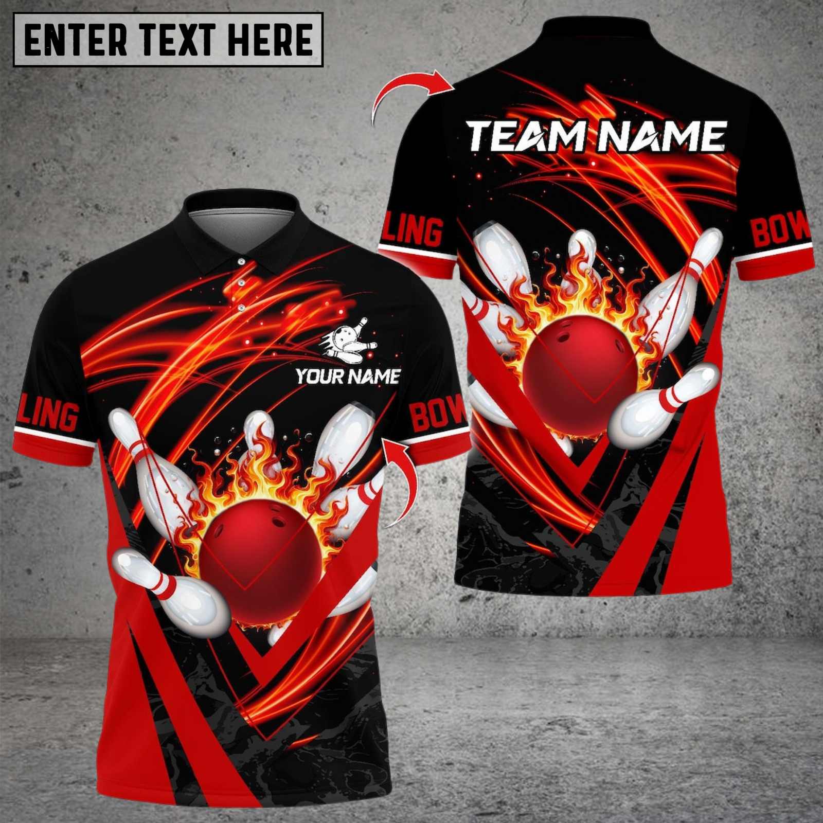 Blisscorners Flame Strike Bowling Multicolor Customized Name, Team Name 3D Shirts 96