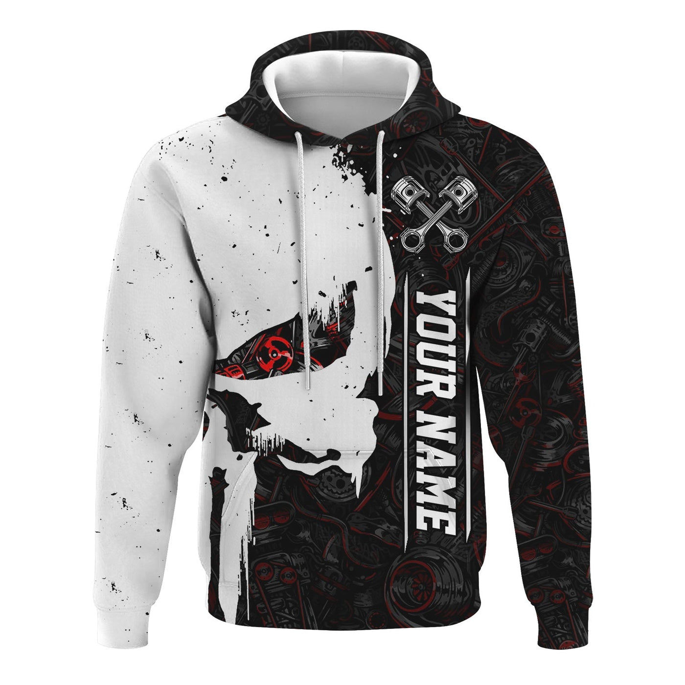 Blisscorners Personalized Mechanic Skull Shirt, Unique Gear Design, Gift for Mechanics & Motorheads, Funny Skull Shirt