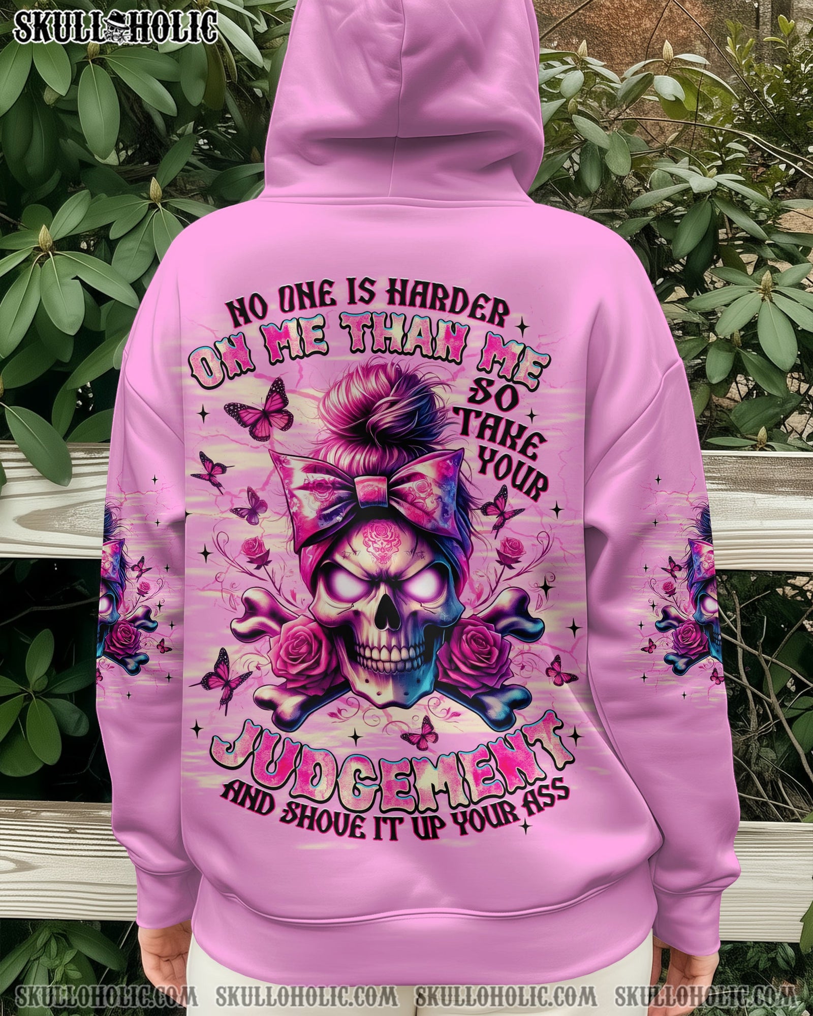 BLISSCORNERS HOW HEARTLESS I CAN BE SKULL MESSY BUN ALL OVER PRINT