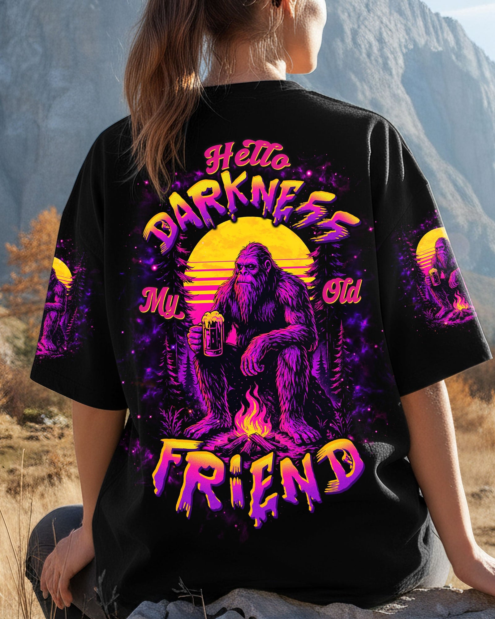 BLISSCORNERS HELLO DARKNESS MY OLD FRIEND BIGFOOT ALL OVER PRINT -  TLTW2410252