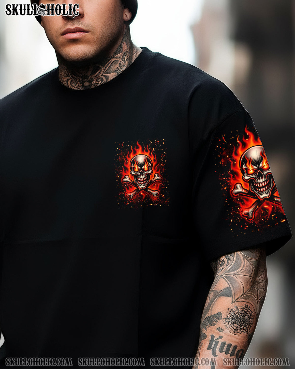 BLISSCORNERS STAY REAL STAY LOYAL FIRE SKULL ALL OVER PRINT