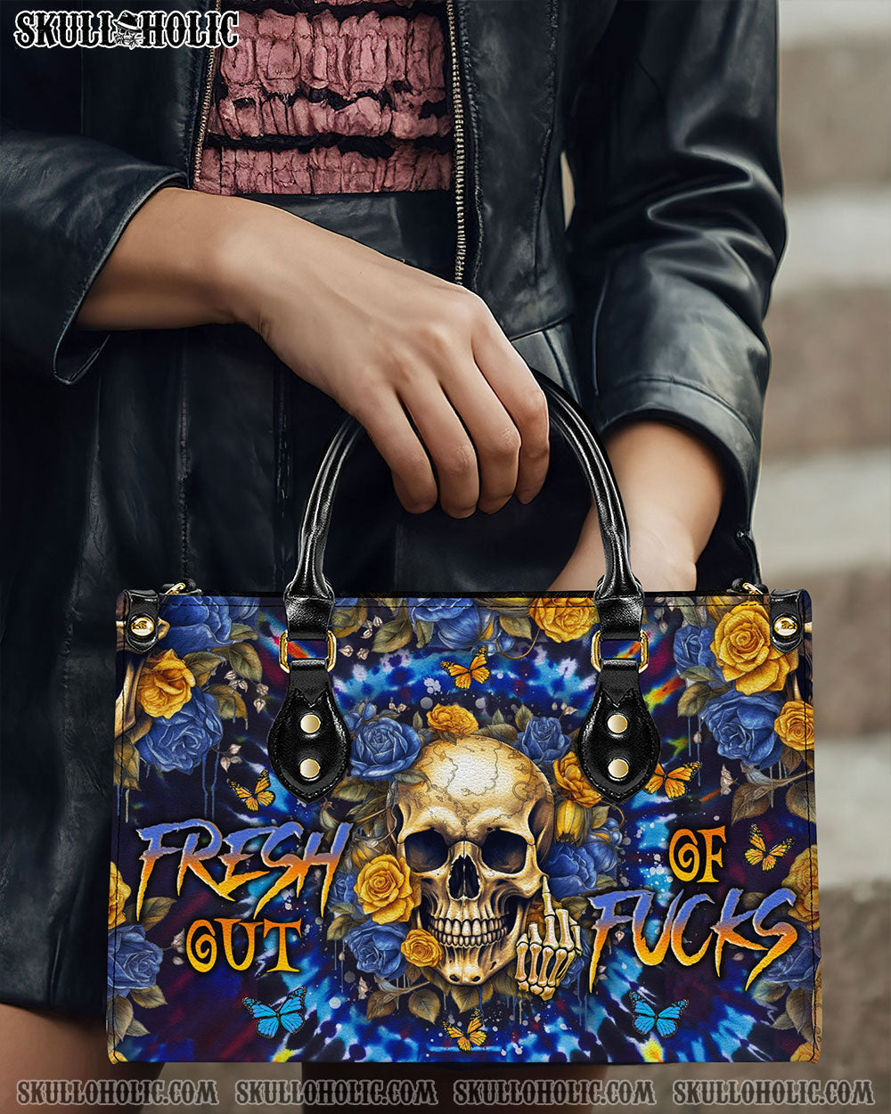BLISSCORNERS FRESH OUT OF F TIE DYE SKULL LEATHER HANDBAG