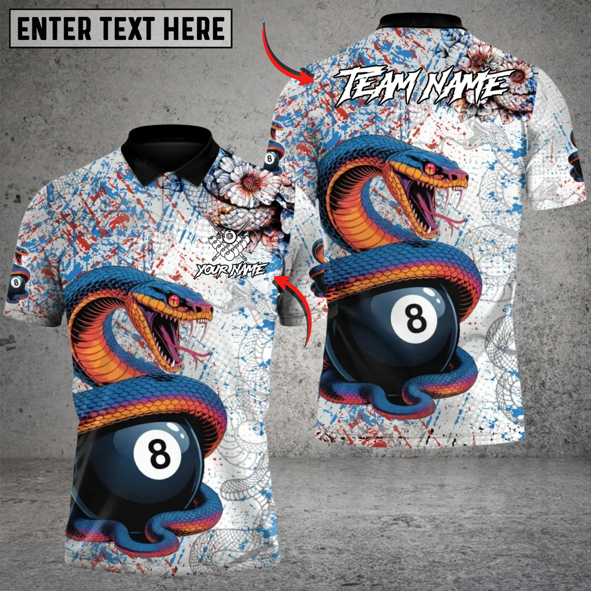 Blisscorners Billiards Killer Viper 8 Ball Personalized Name 3D Unisex Shirt