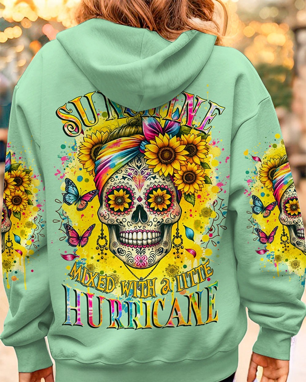 BLISSCORNERS FRESH OUT OF F MESSY BUN SKULL ALL OVER PRINT