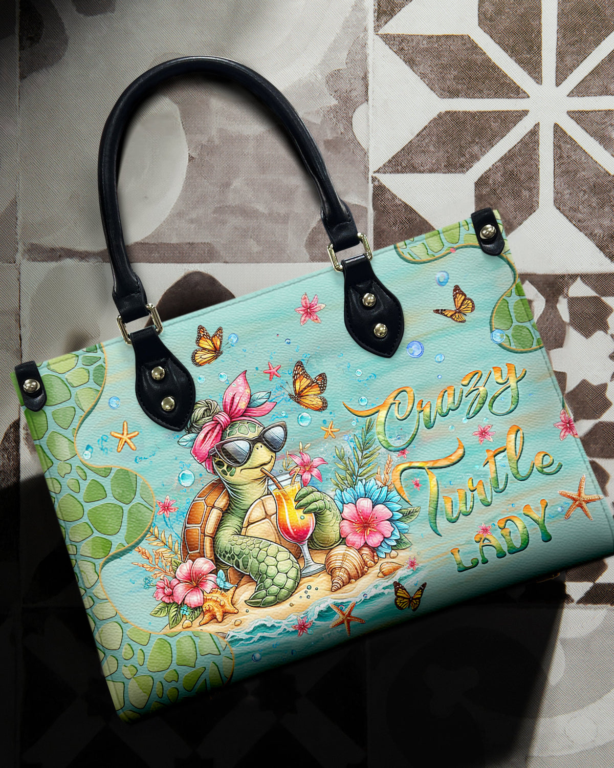 BLISSCORNERS CRAZY TURTLE LADY LEATHER HANDBAG