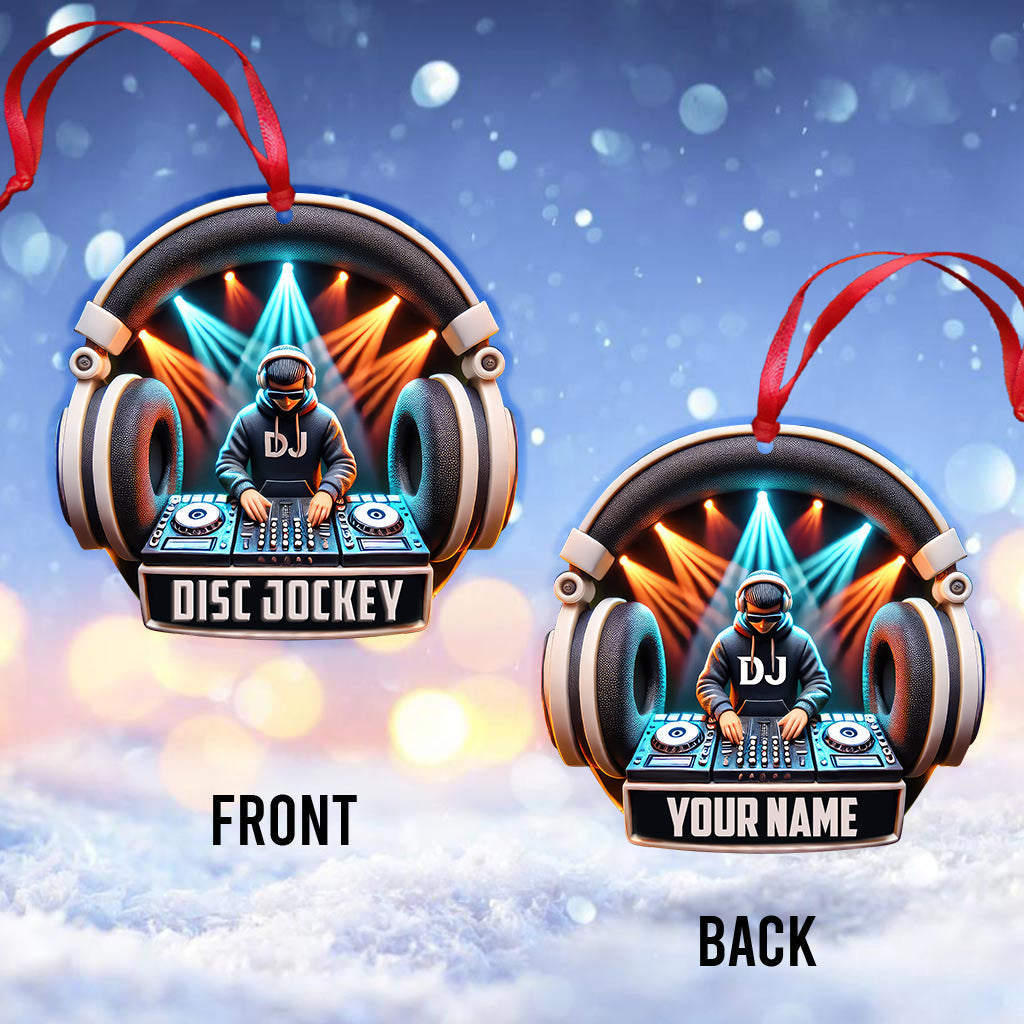 Blisscorners Custom Name Disc Jockey Ornament, DJ Christmas Gift2D Flat LM2111