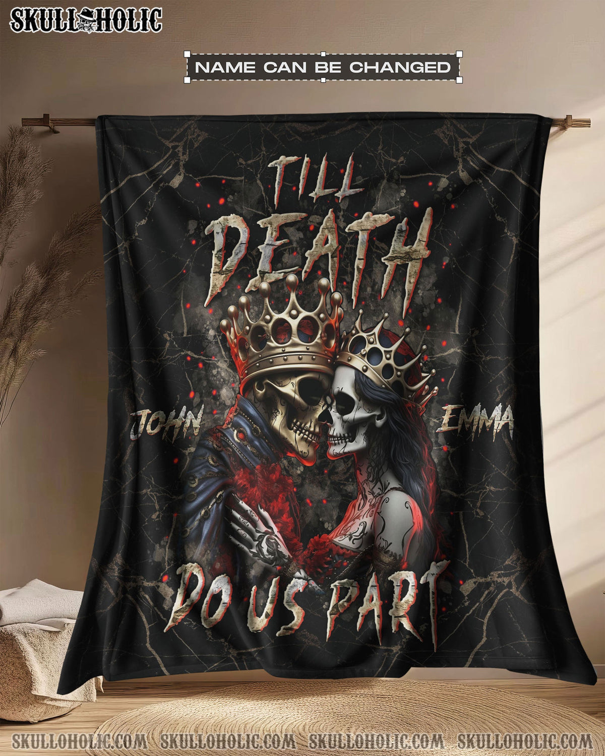 BLISSCORNERS PERSONALIZED TILL DEATH DO US PART COUPLE FLEECE BLANKET