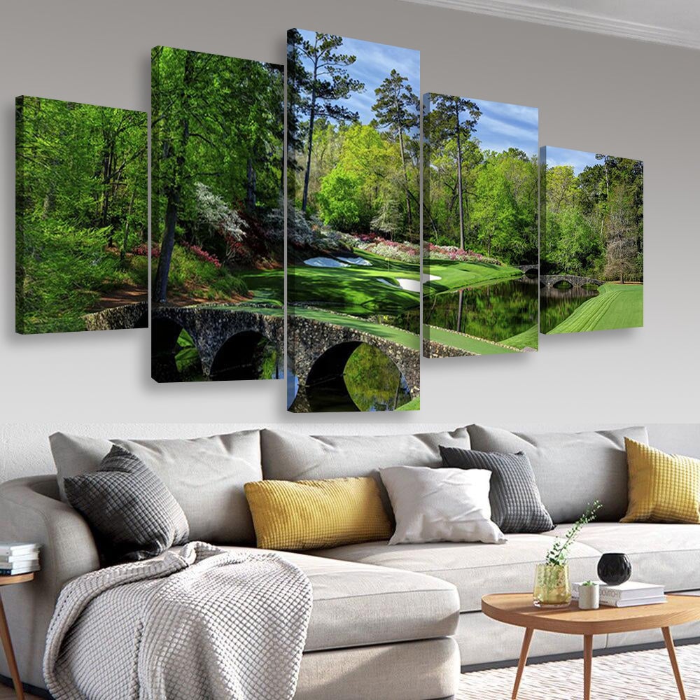 Blisscorners Augusta Golf Course Canvas, Canvas Wall Art, Multi Canvas Wall Art, Golf Decor LM2611