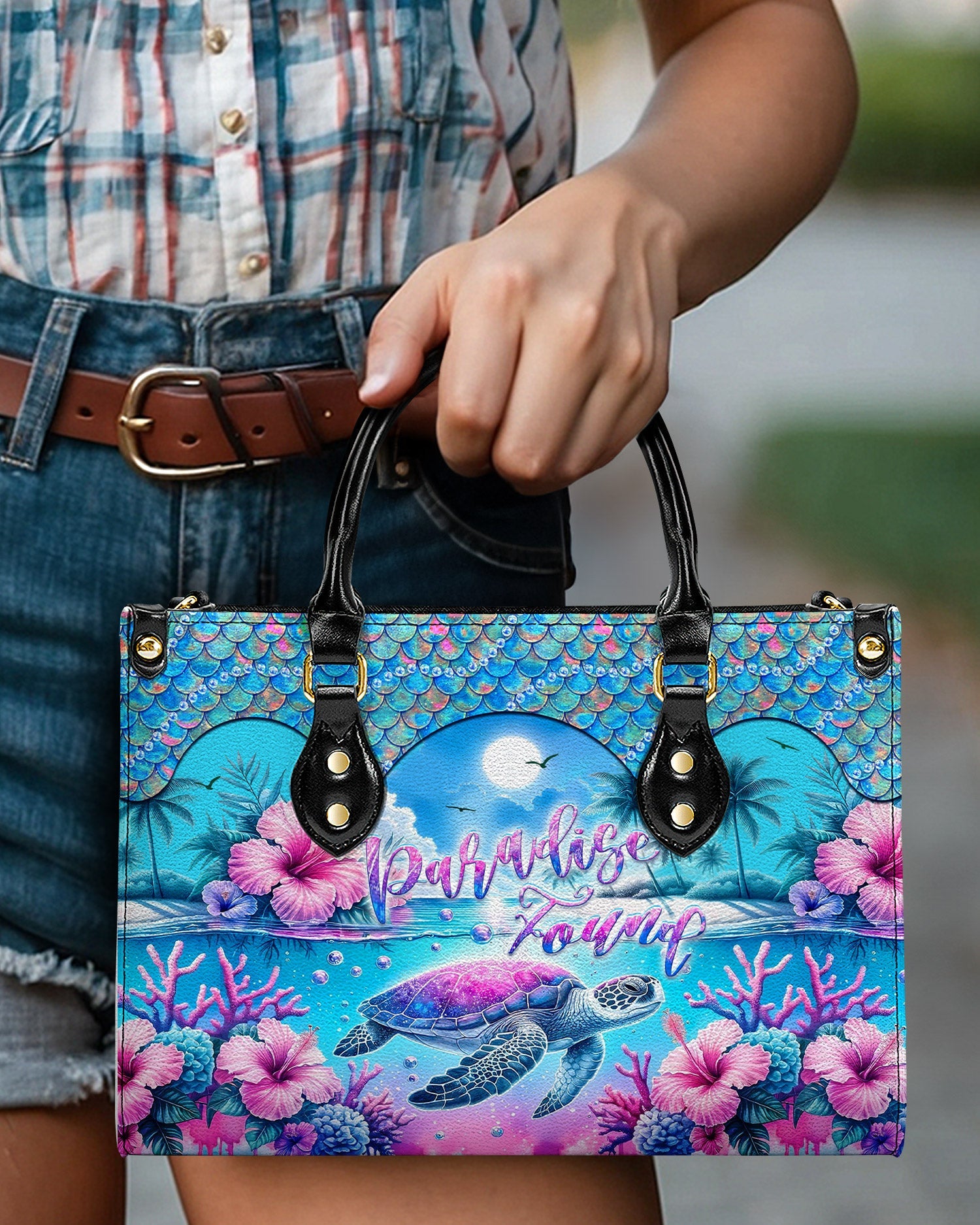 BLISSCORNERS PARADISE FOUND TURTLE LEATHER HANDBAG