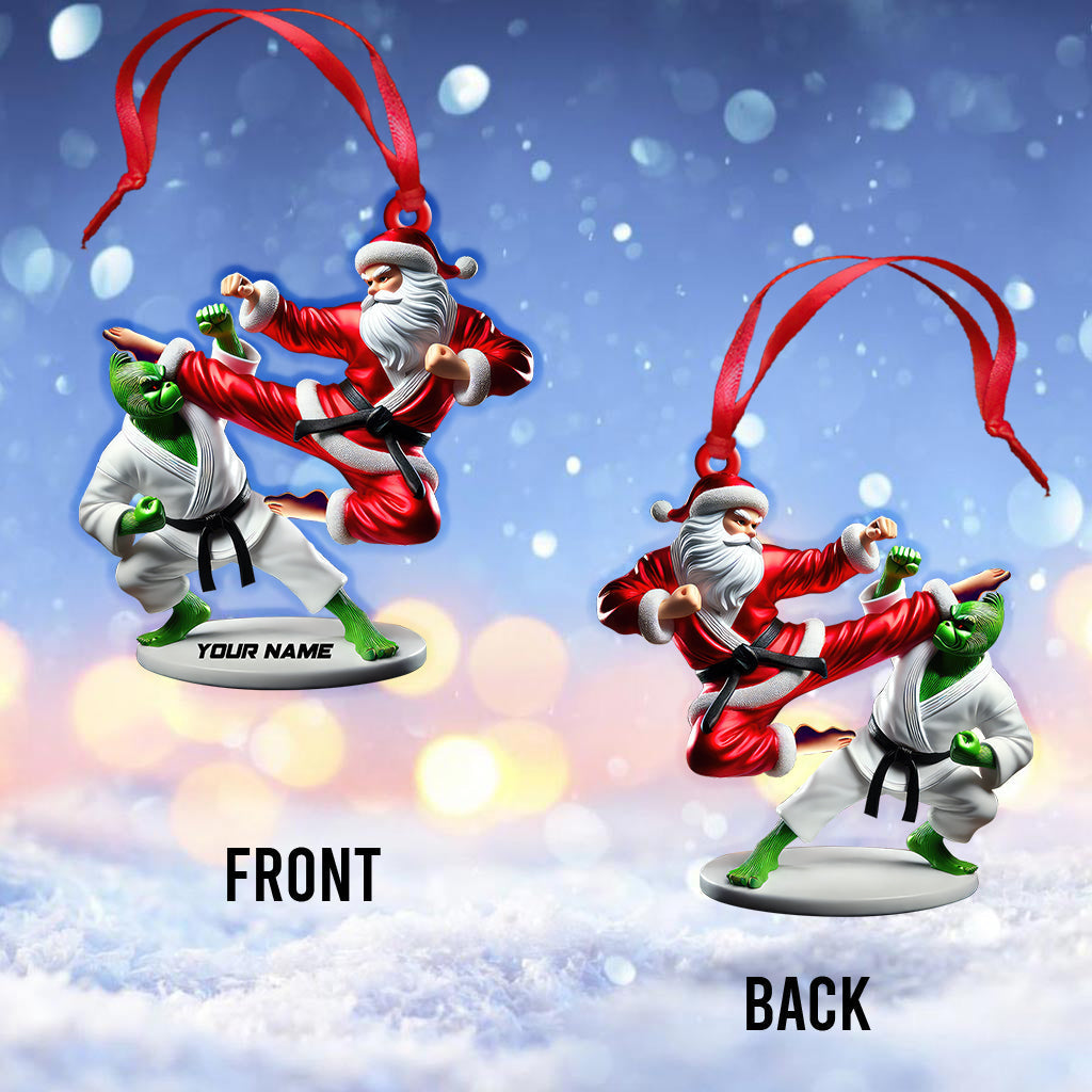 Blisscorners Custom Name Santa Karate Ornament, Santa Karate Christmas Gift2D Flat LM2111
