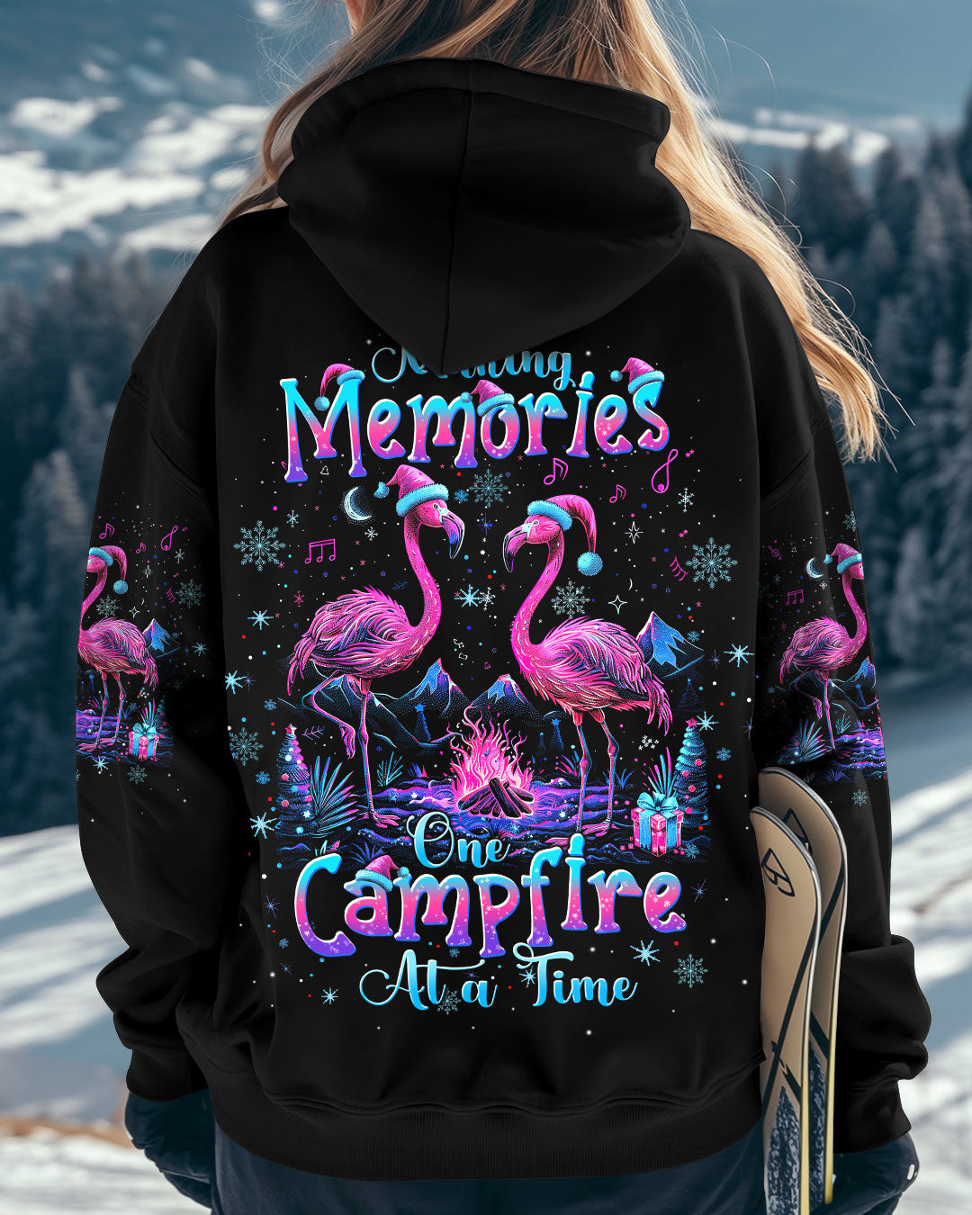 BLISSCORNERS MAKING MEMORIES ONE CAMPFIRE AT A TIME FLAMINGO CHRISTMAS  ALL OVER PRINT