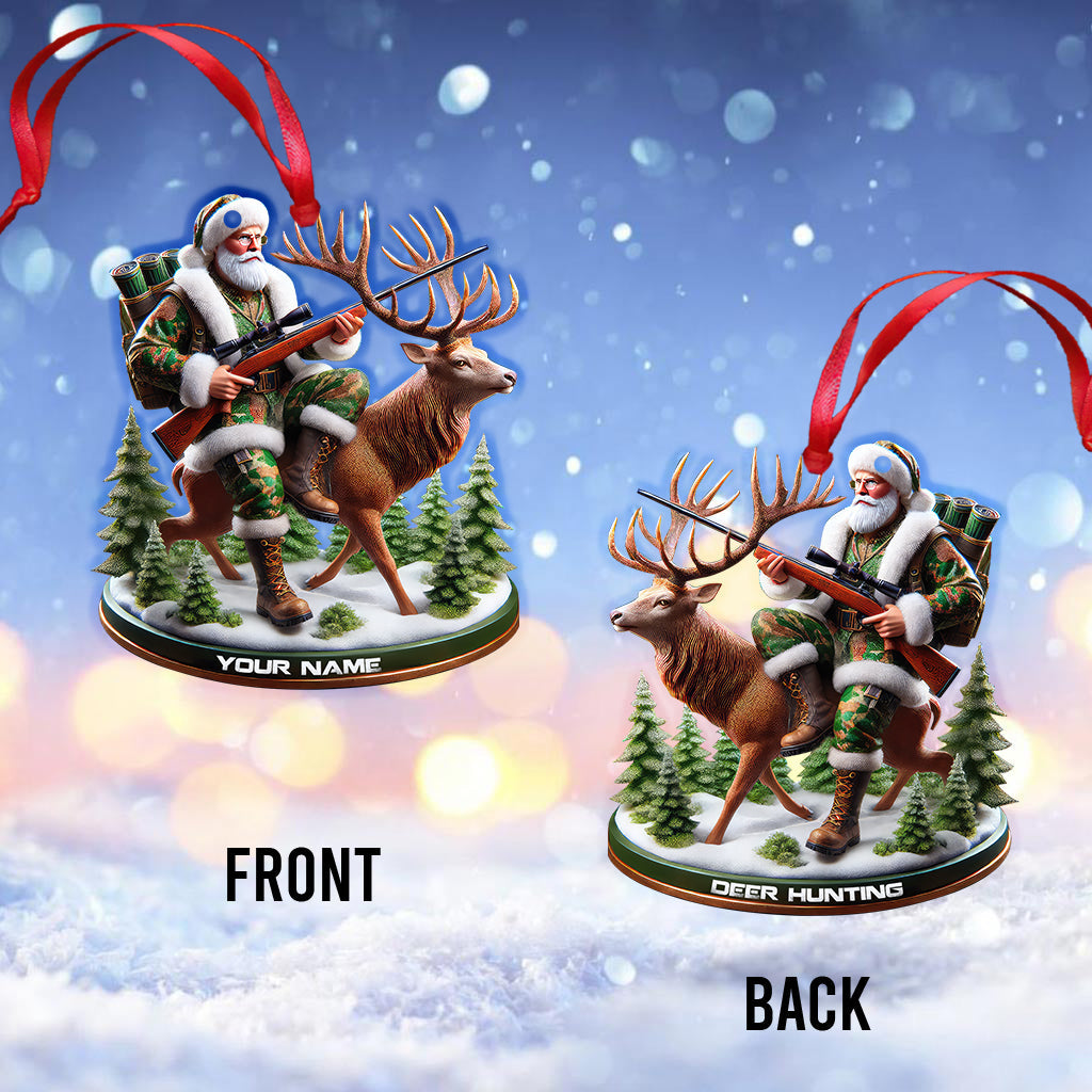 Blisscorners Custom Name Santa Deer Hunting Ornament, Deer Hunter Christmas Gift2D Flat LM2211