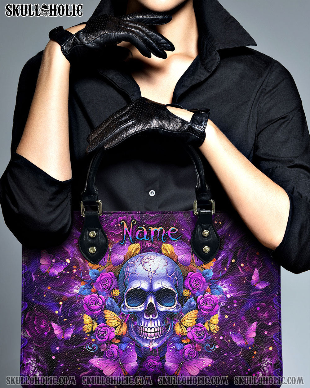 BLISSCORNERS I AM A SWEET GIRL FLOWER SKULL LEATHER HANDBAG