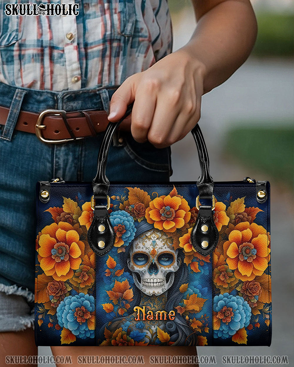 BLISSCORNERS SUGAR SKULL LEATHER HANDBAG