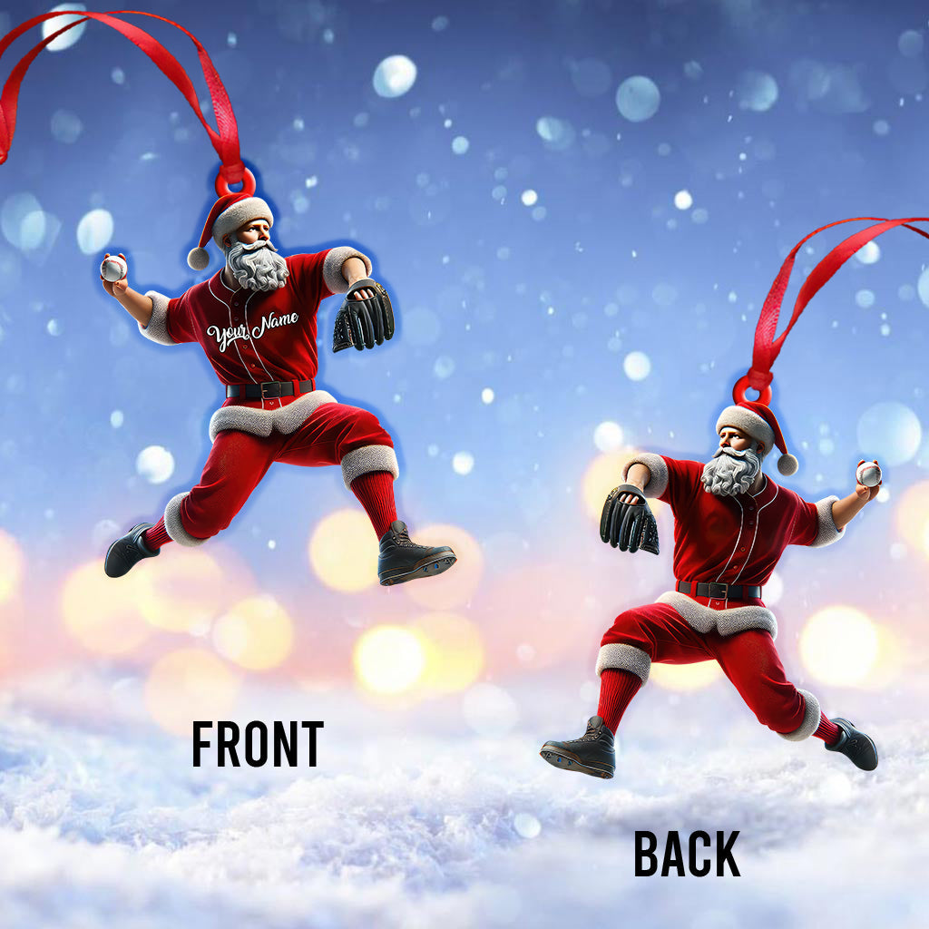 Blisscorners Custom Name Baseball Santa Ornament, Baseball Lover Christmas Gift2D Flat LM2211