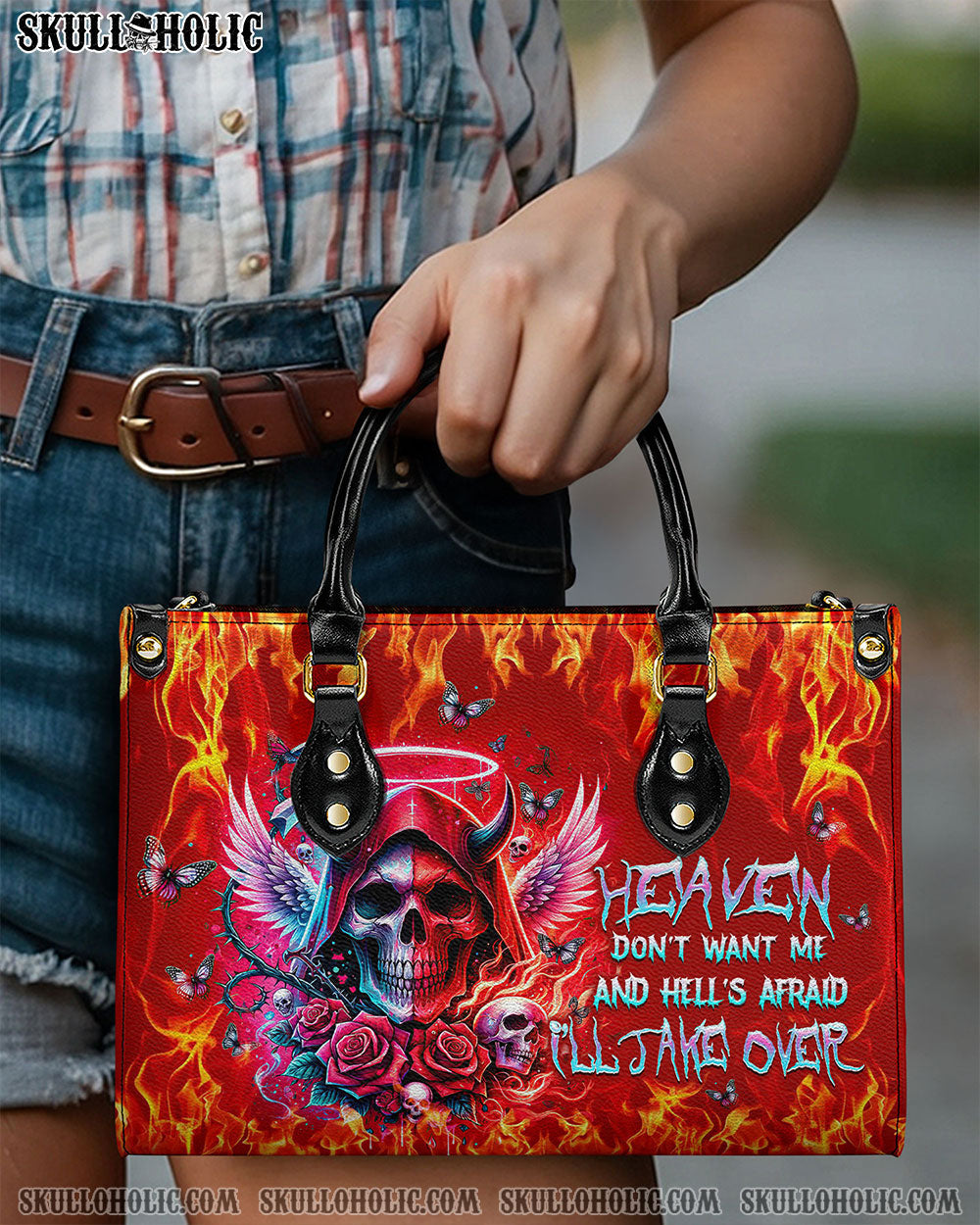 BLISSCORNERS HEAVEN DON'T WANT ME REAPER LEATHER HANDBAG