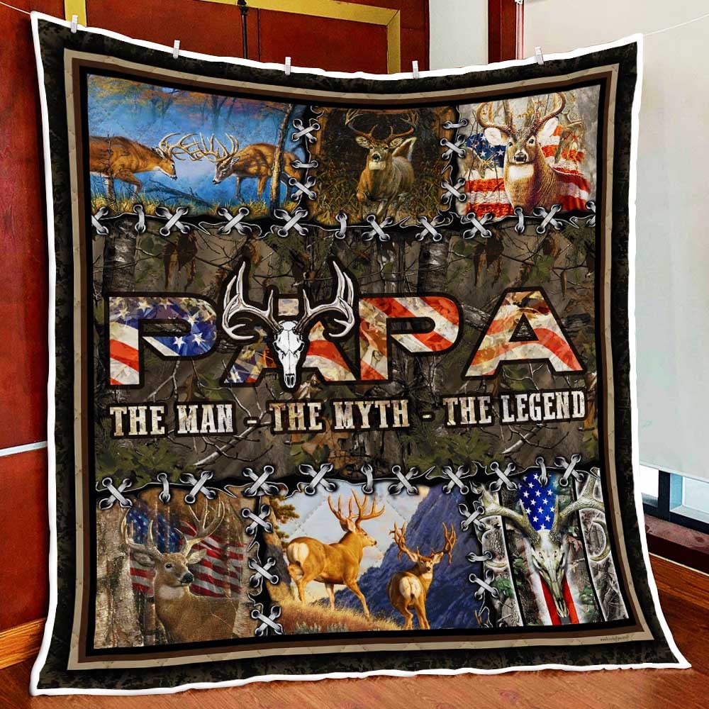 Blisscorners Papa. The Man, The Myth, The Legend. Deer Hunting Quilt - Blanket