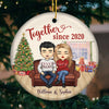 Christmas Together Since - Personalized Custom Round Shaped Ceramic Christmas Ornament - Gift For Couple, Husband Wife, Anniversary, Engagement, Wedding, Marriage Gift, Christmas Gift