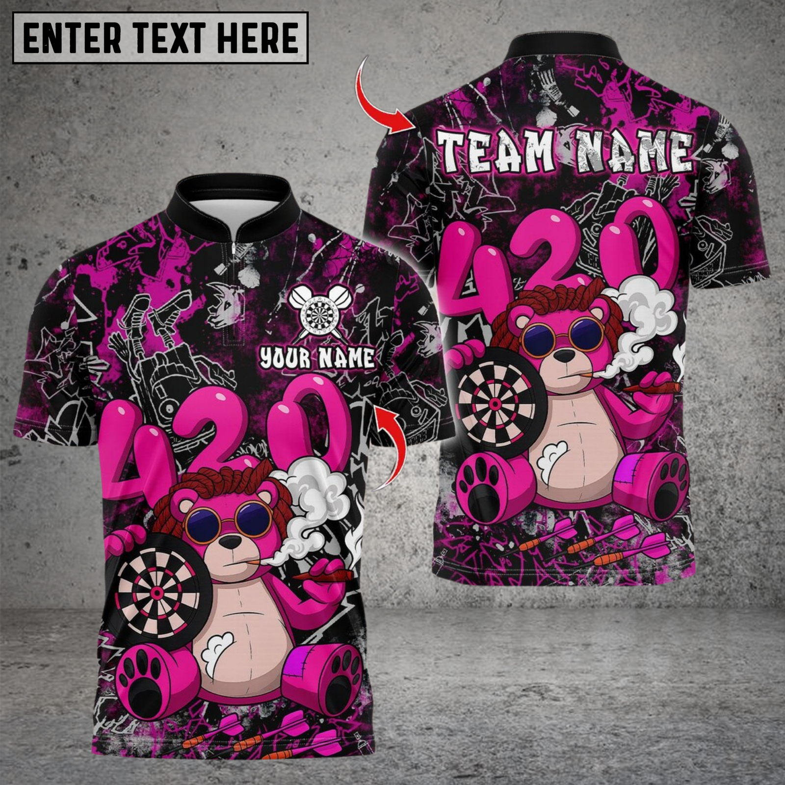 Blisscorners Darts 420 Smoker Teddy Bear Dartboard Multicolor Customized Name, Team Name 3D Shirts