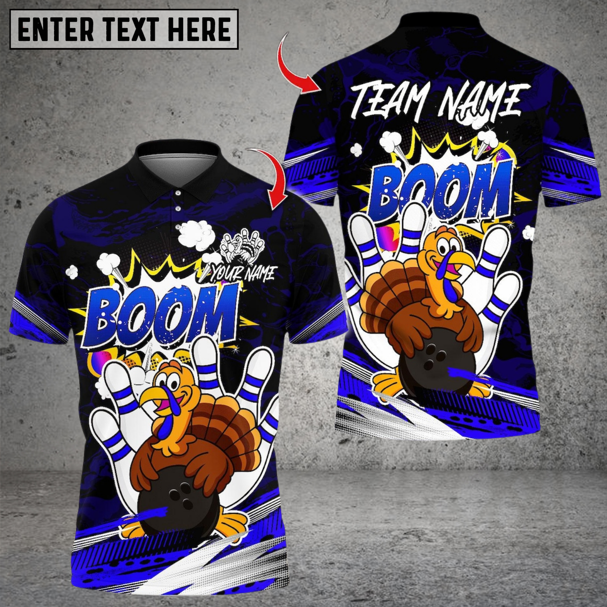 Blisscorners Bowling Turkey Cartoon Bowling Boom Multicolor Customized Name Team Name 3D Shirts