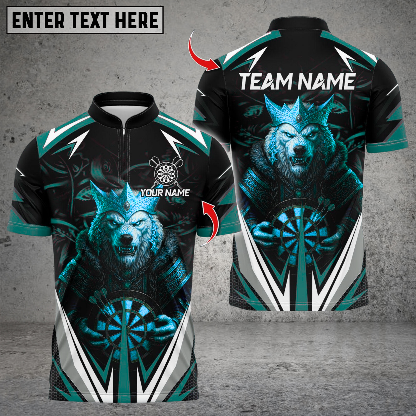 Blisscorners Darts Wolf King Royal Multicolor Customized Name, Team Name 3D Shirts