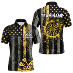 Blisscorners Custom Gold Grunge US Flag Patriotic Darts Shirt For Men, Retro Darts Board Darts Team JerseysÂ Â LM0705