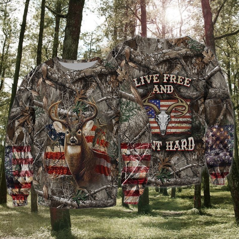 Blisscorners USA Flag Deer Hunting All Over Printed 3D Shirts