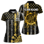 Blisscorners Custom Gold Grunge US Flag Patriotic Darts Shirt For Men, Retro Darts Board Darts Team JerseysÂ Â LM0705