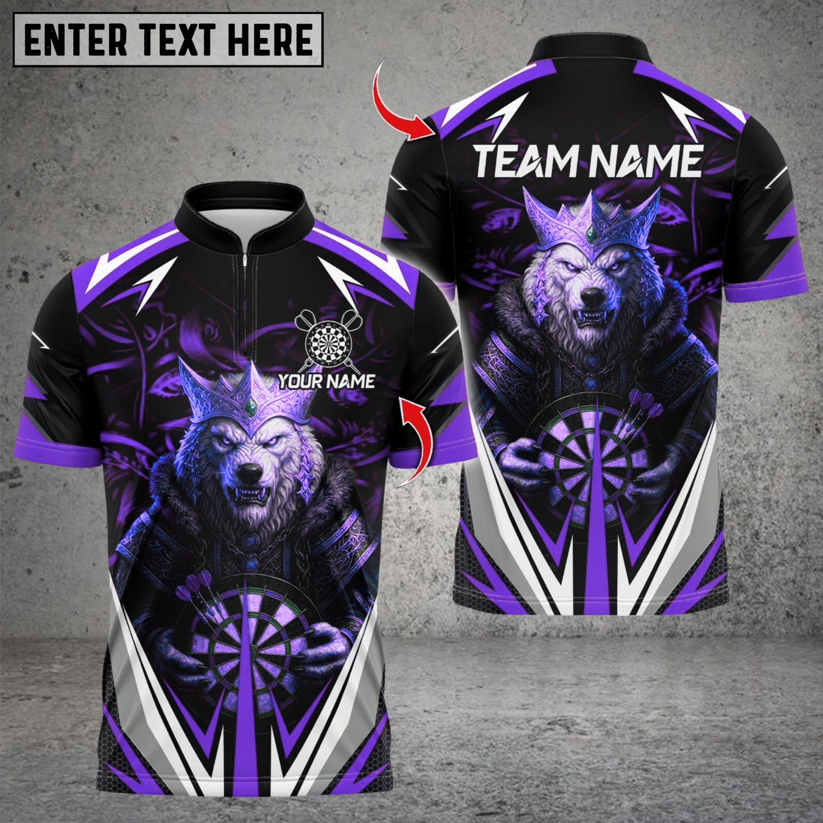 Blisscorners Darts Wolf King Royal Multicolor Customized Name, Team Name 3D Shirts