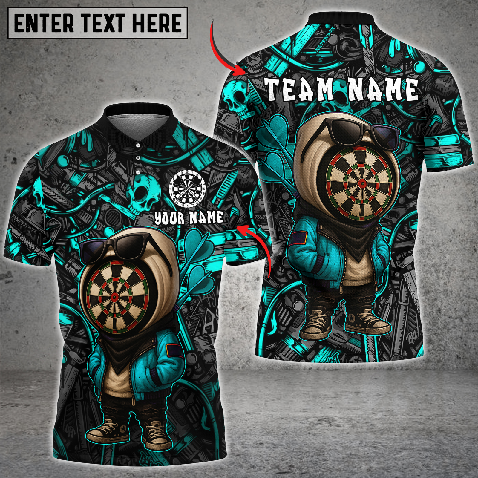 Blisscorners Darts Cool Dartboard Character Jacket Multicolor Customized Name, Team Name 3D Shirts