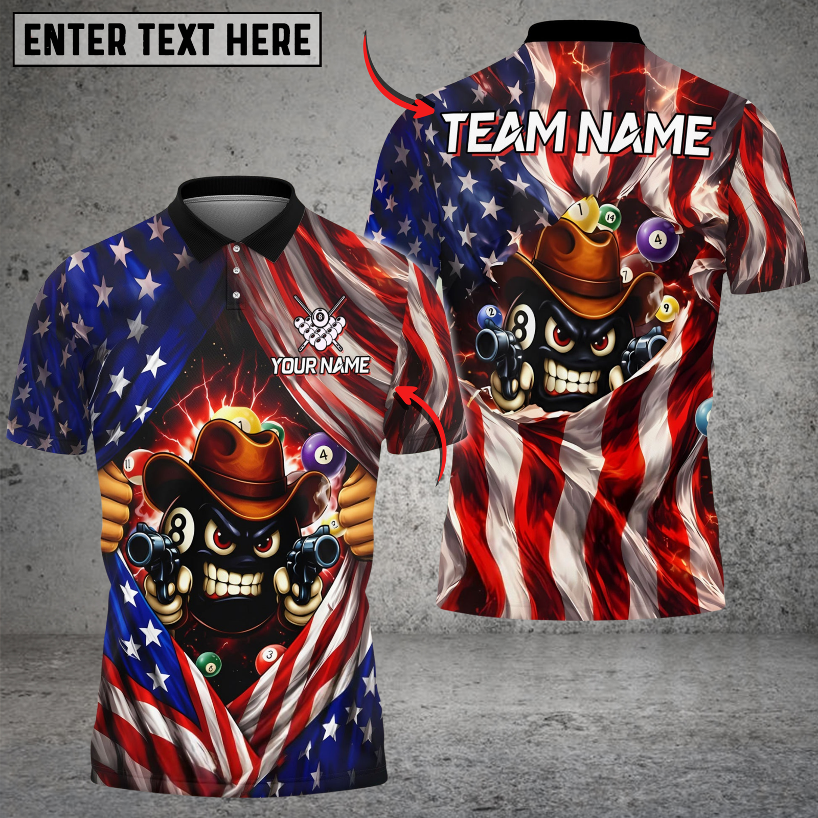 Blisscorners Billiards 8 Ball Grumpy Cowboy American Flag Personalized Shirt