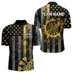 Blisscorners Custom Gold Grunge US Flag Patriotic Darts Shirt For Men, Retro Darts Board Darts Team JerseysÂ Â LM0705