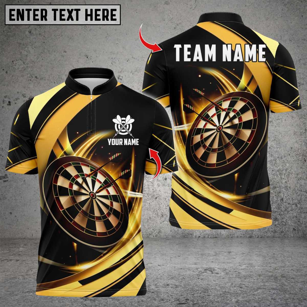 Blisscorners Darts Gold Black Abstract Style Multicolor Customized Name, Team Name 3D Shirts