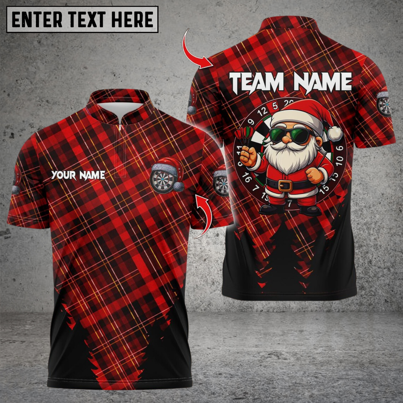 Blisscorners Darts Funny Christmas Santa Dartboard Design Custom Name & Team Name 3D Shirts